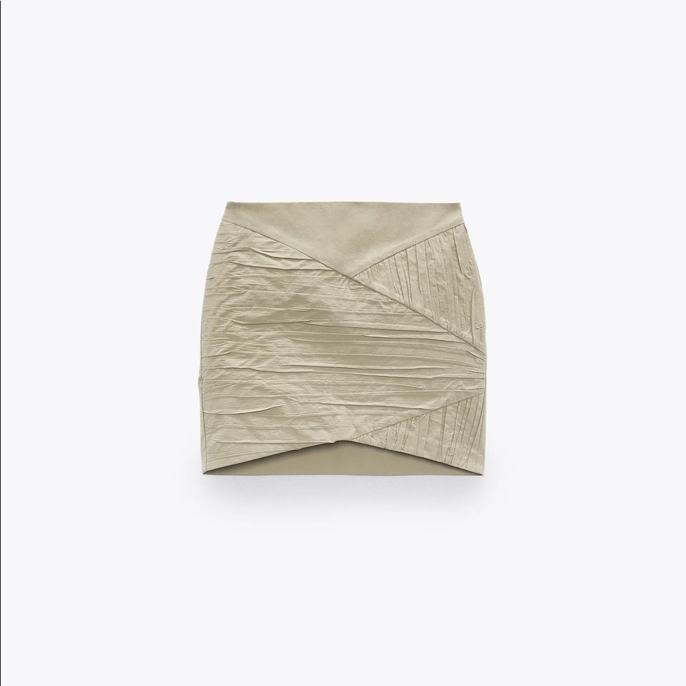 Zara RUCHED MINI High-waist Asymmetric Hem Skirt